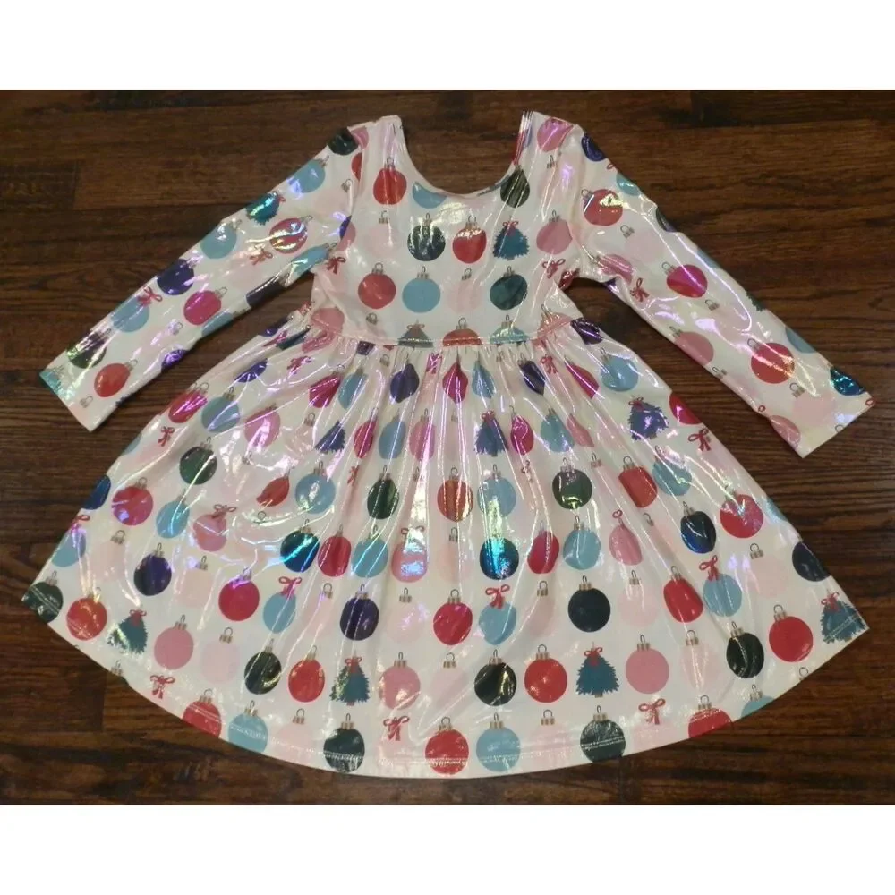 Pink Chicken Ornament Christmas Dress Kids Youth Size 6Y